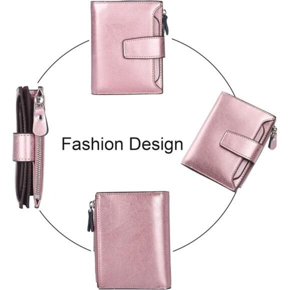 New Small Compact Women Wallet RFID Blocking Genuine Leather Bifold Purse - Picture 3 of 6